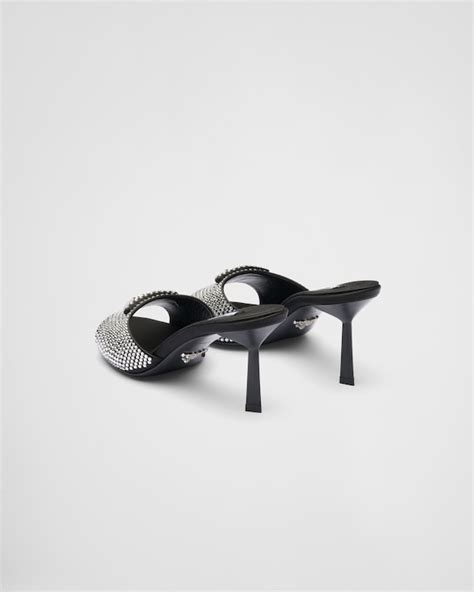 prada satin slides with crystals|Prada crystal.